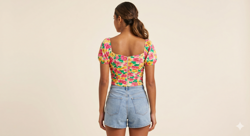 Floral Ruched Crop Top