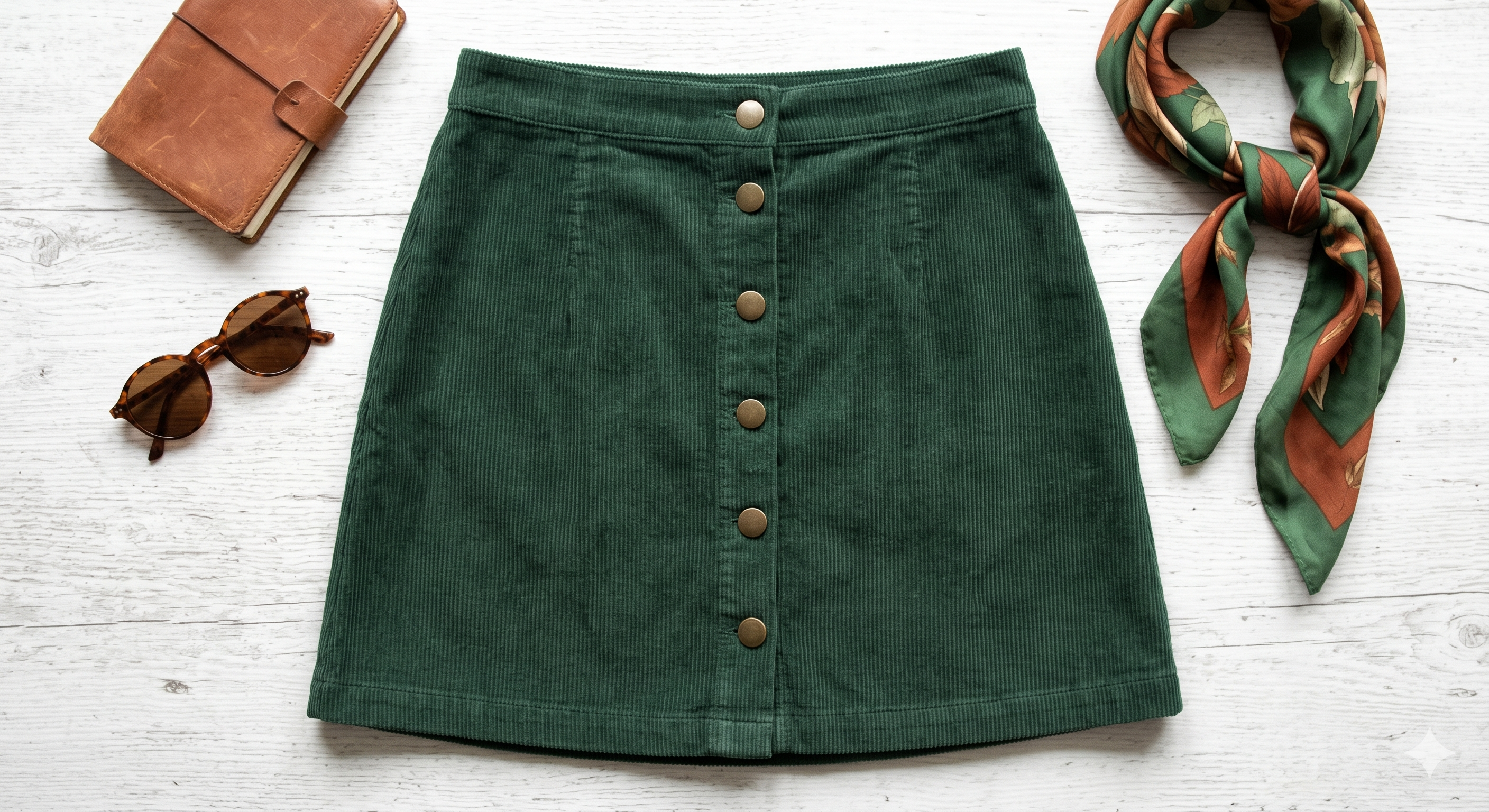 Corduroy Button-Front Skirt